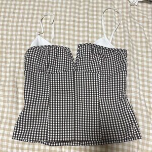NWT Zara Brown and White Checkered Women's Top